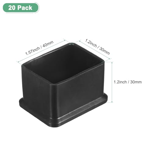 Image of M METERXITY 20-Pack Rectangle Chair Leg Caps, 1.2 x 1.57 (30 x 40mm) PVC Chair Leg Floor Protectors for Chairs /Table /Bed, Furniture Feet Covers Cups Non-Slip End Tips