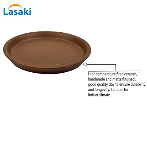 Image of Lasaki Round Ceramic Trays (Plates Saucers) for Pots, planters, Flower, Succulent(Set of 2,Truffle,6 inch) R6(Plants not Included)