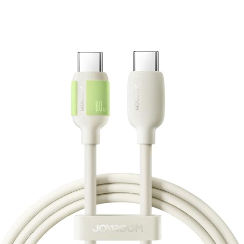 Joyroom S-A53 - Cable de datos de carga rápida tipo C a tipo C, serie fluorescente, 60 W, 2 m de longitud, color beige