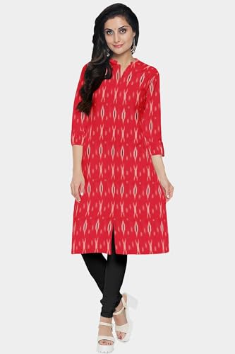 Image of Cotton Pochampally ikat unstitched blouse, Kurthi, long frock fabric material for women (1 meter, 2 meters & 3 meters)