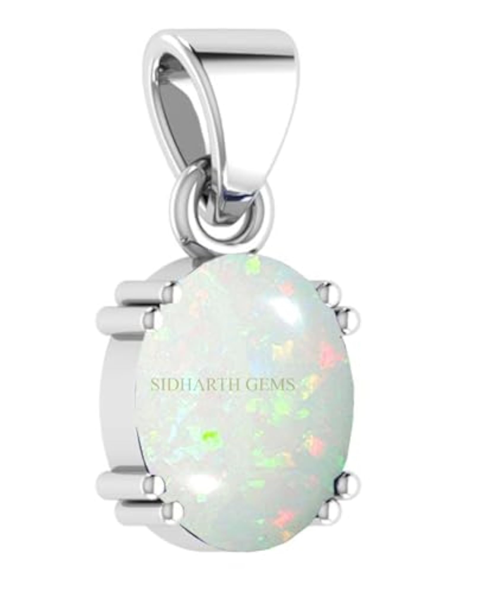 Natural White Opal Silver Plated Pendant Locket, 3.25 Ratti