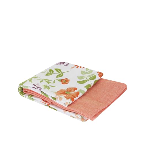 Juego de 2 paños de cocina flores y naranja Floral