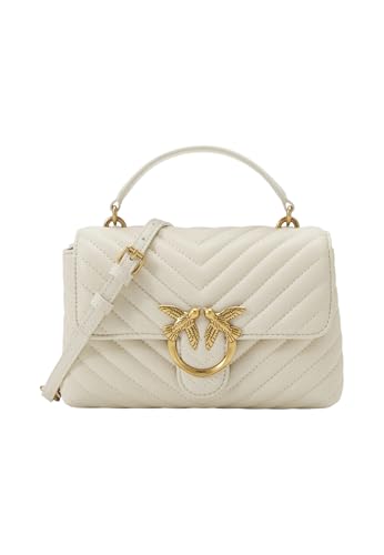 Sac en cuir blanc matelassé Pinko Love Lady Puff : sac bandoulière réglable Chevron