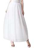 AiberLisha Womens A line Maxi Princess Tulle Tutu Skirt for Prom Party White L
