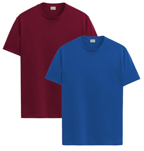 Image of ADRO Men's Cotton Regular Fit Combo Plain Solid T-Shirt Pack of 2