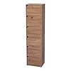 Iris Ohyama, Bibliothèque de rangement, Meuble avec 6 portes et 6 étagères/Montage facile, Design, Modulable, Bureau, Chambre, Salon – Module Shelf MDB-6D- Marron Clair
