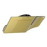 Moto Onfire Stretched Hard Saddlebags, Olive Gold, 4.5' Side Covers, Fender Extension, Extended Saddlebags Fit for H-D Touring, Street Glide, 2014 2015 2016 2017 2018 2019 2020