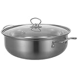 GRIRIW Olla Hot Pot De Acero Inoxidable Reforzado 28 Cm, Maceta Para Sopa Casera, Espesar Olla Con Fondo Grueso, Batería De Cocina Práctica Para Uso Doméstico, Adecuado Para Estofados y Caldos