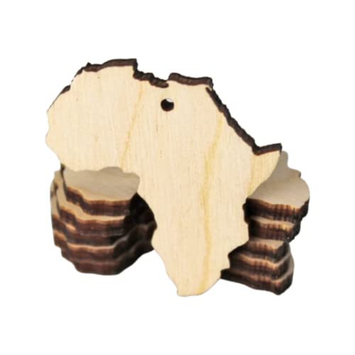 ALL SIZES BULK (12pc to 100pc) Unfinished Wood Laser Cutout AFRICA Dangle Earring Jewelry Blanks Charms Shape Crafts Made in Texas
