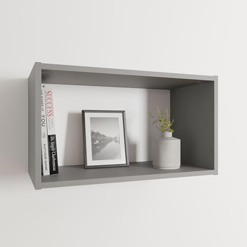 Étagère cube murale grise pour organiser vos livres et objets dans le salon - 5