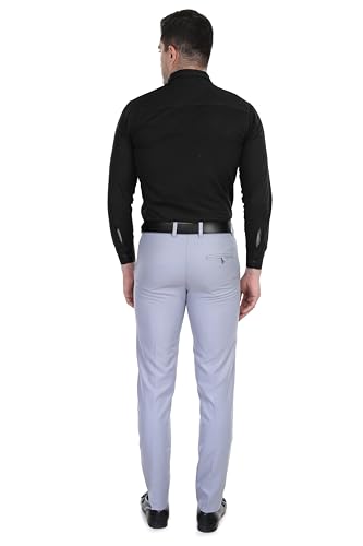 Image of Men's Stretchable Solid Plain Formal Trousers - Regular Fit Stylish Pants for Office & Party, Fashionable Dress Trousers for Men