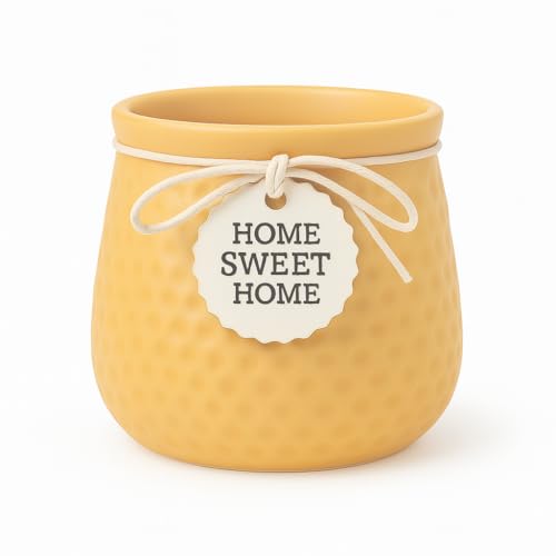 Image of Yo Green Ceramic Plant Pot for Indoor & Outdoor, Modern Planter for Home & Office Decor, Durable, Stylish Finish, Ideal for Tabletop, Shelf, Balcony, Great Gift Idea (Yellow, 4 Inches)
