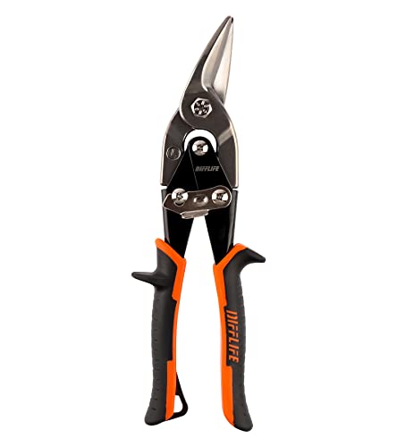 Image of Aviation Snip, 10", Left Cut, Offset Stainless Steel Cutting Shears with Forged Blade and Power Comfort Grips