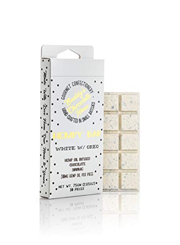 Buddy's Chocolate Haus Hempy Bars Gourmet 300mg Hemp Oil Infused Chocolate Bar Candy Edibles for Pain, Anxiety, Nausea, Depression, Stress Relief - Artisanal Sweets Handmade in USA, 30mg Organic Hemp Extract per Piece (White Chocolate W/ Oreo) Buddy's Chocolate Haus Hempy Bars Gourmet 300mg Hemp Oil Infused Chocolate Bar Candy Edibles for Pain, Anxiety, Nausea, Depression, Stress Relief - Artisanal Sweets Handmade in USA, 30mg Organic Hemp Extract per Piece (White Chocolate W/ Oreo)