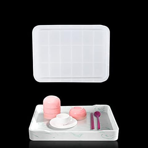 Zayookey Resin Tray Silicone Molds Large Rolling Tray Molds Rectangle Serving Plate Molds with Edges Tray Resin Molds for Epoxy Resin DIY Jewelry Holder (12.2 * 9.06 * 1.42 inch) Cover