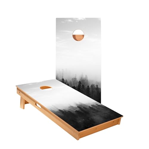 Skip's Garage Black and White Forest Cornhole Boards - Includes (2) Boards (Resin Bags) + NO Additional Accessories