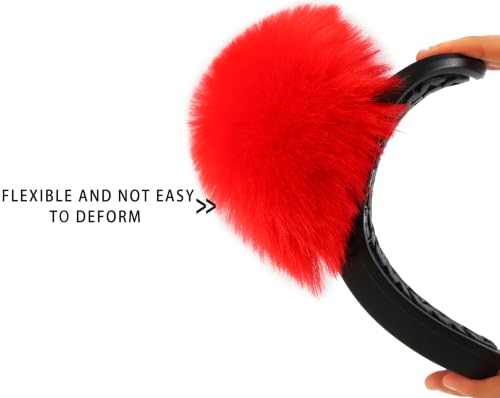 Image of Women's Faux Fur Slides, Open Toe Cute Fur Slippers, Indoor or Outdoor Comfortable Furry Slide Sandals With Fluffy Fur