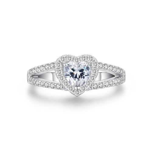Halo Heart Ring for Women 18k Gold Plated Cubic Zirconia Wedding Engagement Rings