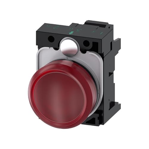 Lámpara indicadora 22 mm con LED integrado de 24V y lente lisa roja para señalización industrial