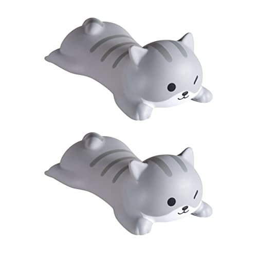 Cityhermit Cute Wrist Rest Support for Mouse Computer Arm Rest for Desk Ergonomic Kawaii Office Supplies Slow Rising PU Mouse Pad (Grey Cat-2pcs)