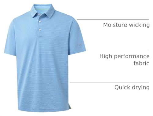 M MAELREG Golf Shirts for Men Dry Fit Casual Golf Polos Moisture Wicking Jacquard Mens Polo Shirt Short Sleeve Light Blue - image 4