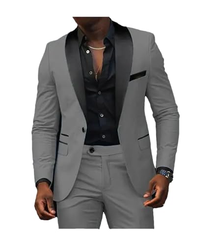 Men's Party Suit 2-Piece Set - Slim Fit Shawl Lapel Blazer & Pants for Weddings & Prom
