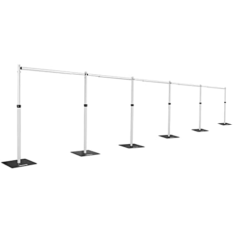 Hecis10ftx50ft Pipe and Drape Backdrop Stand Kit, Heavy Duty Backdrop Stand, Adjustable Metal Background Stand for Parties Birthday Party Baby Shower Wedding Decorations Cover
