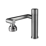 Robinets Robinet d\'évier noir en acier inoxydable 304 matériel eau froide et chaude 360 ​​rotation libre (Color : Brushed, Size : Stainless Steel)