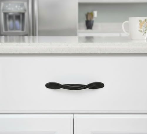 Cosmas 25 Pack 9009FB Flat Black Twist Cabinet Hardware Handle Pull - 3" Inch (76mm) Hole Centers by Cosmas - Image 2