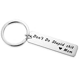 Aesnefe Funny Keychain Gift for Teenager from Mom Don't Do Stupid St Keychain for Teenage Daughter Son Gag Gifts for Teen Boys Girls Birthdays Christmas Graduation Gifts for Kids