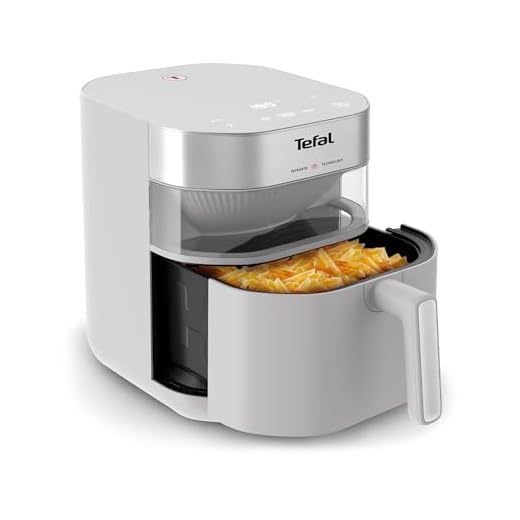 Tefal Easy Fry Infrared Heißluftfritteuse, bis zu 99% weniger Fett, Infrarottechnologie, 7 Liter, digitales Bedienfeld, Sichtfenster, Auto-Off, Warmhaltefunktion, spülmaschinenfest, Weiß, EY831GE0