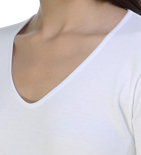 FERRYS - 9816 - Camiseta Manga Larga Afelpada Térmica Mujer - 100% Algodón Peinado - Color Blanco - Talla S - Fabricado en España