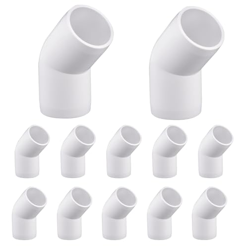 12-Pack 1" PVC Fittings 45 Degree Elbow, Furniture Grade 1 Inch PVC Pipe Fittings 45 Degree Elbow, UV Resistant, Fits SCH40 Pipe DIY Garden Shelves, Greenhouse, Shelf by wtxhhy - Used condition - US$11.21