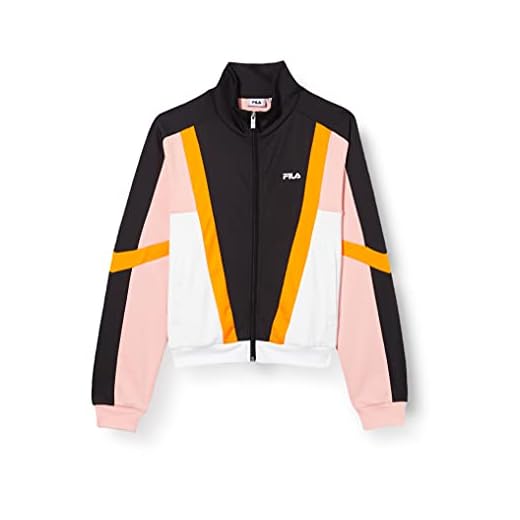 FILA Dam Alkas Track-jacka, svart-coral blush-ljus vit flame orange, L