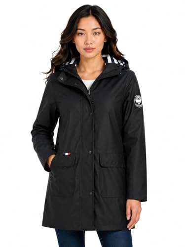 Blouson femme imperméable long Geographical Norway Curieuse à capuche marin