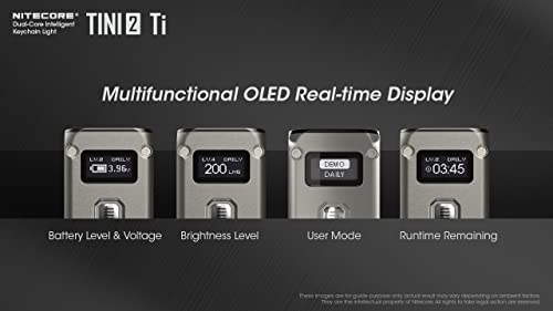 Nitecore Tini 2 Keychain Flashlight, Titanium 500 Lumen Usb-C Rechargeable Fast Charging With Digital Display And Lumentac Keychain Light #TOP3