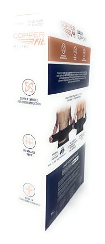 Copper Fit Elite Air Back Support Brace with Airflow Technology, Adjustable Compression Straps, Double Band, One Size Fits Most
