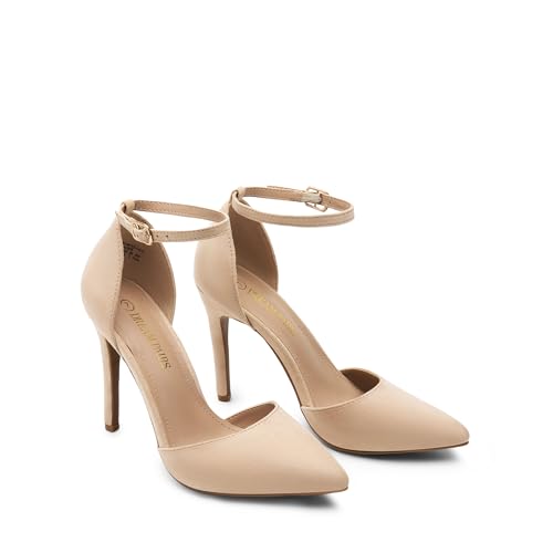 Image of DREAM PAIRS Women's High Stiletto Dress Heels Pumps | Closed Toe Pointed Toe Ankle Strap Dress Comfortable Pumps Shoes for Wedding Party Birthday Dancing