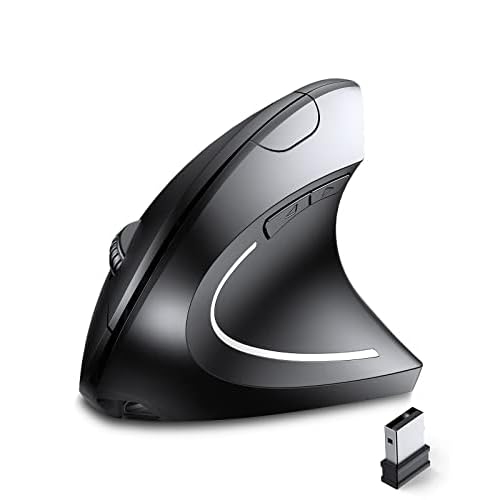 ASOYIOL Ergonomic Mouse Wireless,Rechargeable Vertical Mouse with USB Receiver,6 Buttons 800/1200/1600 Computer Mouse for Laptop PC(Right Hand,Black)