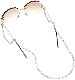 Cathercing Glass Chains Pearls Women Glass Necklace Chains Reading Glass Holder Strap Glasses Cord Retainer Lanyards for Women Elderly Anti Slip Eyewear Chain