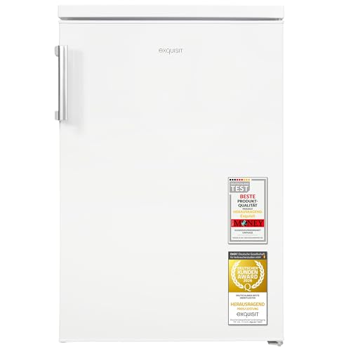 Exquisit Vollraumkühlschrank | 133 l Nutzinhalt, Energieklasse E, 40 dB(A) | kompakte Bauform, LED-Innenbeleuchtung, manuelle Temperaturregelung, Flaschenfach, Gemüseschublade | KS516-V-H-010E weiss