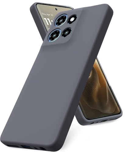 Image of DIZORO Microfiber Candy Case for Motorola Edge 60 Pro 5G Smooth Touch Cushion Liquid Soft Silicone Gel Rubber Phone Cases Non-Slip Full Body Protective Shockproof Back Cover - Space Grey