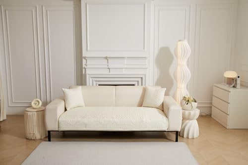 Image of HOMETHREADS Premium Cotton Sofa Cover Mat with PVC Backing for Non-Slip Comfort (Cream, 1 Seater | 70x70cm)