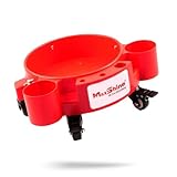 Maxshine Universal 5 Gallon Red Rolling Bucket Dolly with White Decal – Heavy-Duty with 5 Wheels & 2 Locking Casters – Organizer for Cleaning Compounds & Brushes