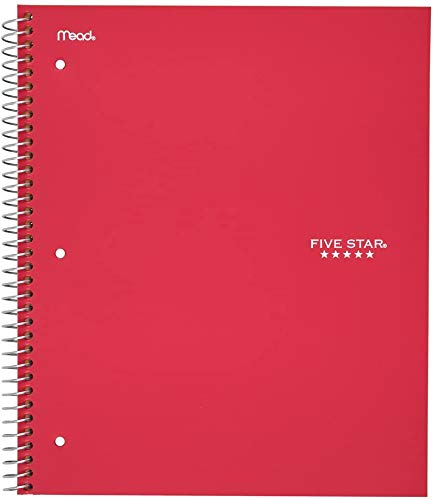 Five Star Spiral Notebook, 1 Subject, College Ruled Paper, 100 Sheets, 11