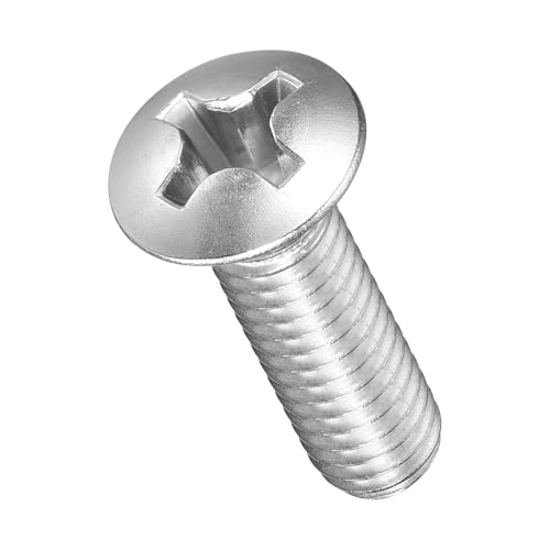 Image of METALLIXITY Semi-Countersunk Oval Head Machine Screws (M6-1x20) 25Pcs, 304 Stainless Steel Phillips Cross Recessed Machine Screw Bolts - for Furniture Assembly DIY Projects, Silver