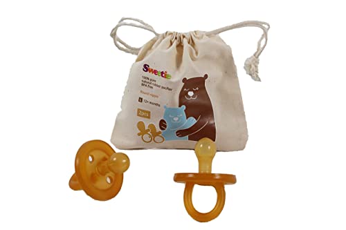 Image of Sweetie Rubber Pacifier Natural Rubber Pacifier Rounded 2 Count (6-12 Month/Medium)