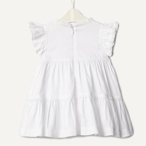 Amazon Essentials x Sofia Grainge Baby Girls' Tiered Flounce Dress, Soft Cotton Sateen, Ruffle Sleeves with Lace Trim, White, 24 Months - image 6