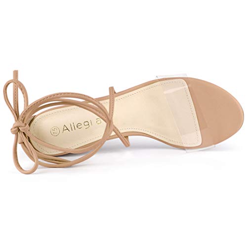 Allegra K Women's Clear Strap Block Heels Lace Up Heels Sandals4