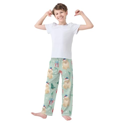 ZZXXB Pomeranian Pine Branches Boys Long Pants Soft Trousers Elastic Waist Kids Lounge Bottoms with Pockets S-XL3